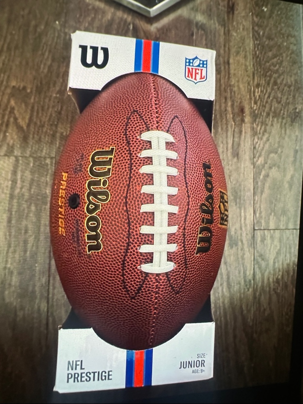 Wilson Brown Football with White Laces and Gold Logo - Junior Prestige